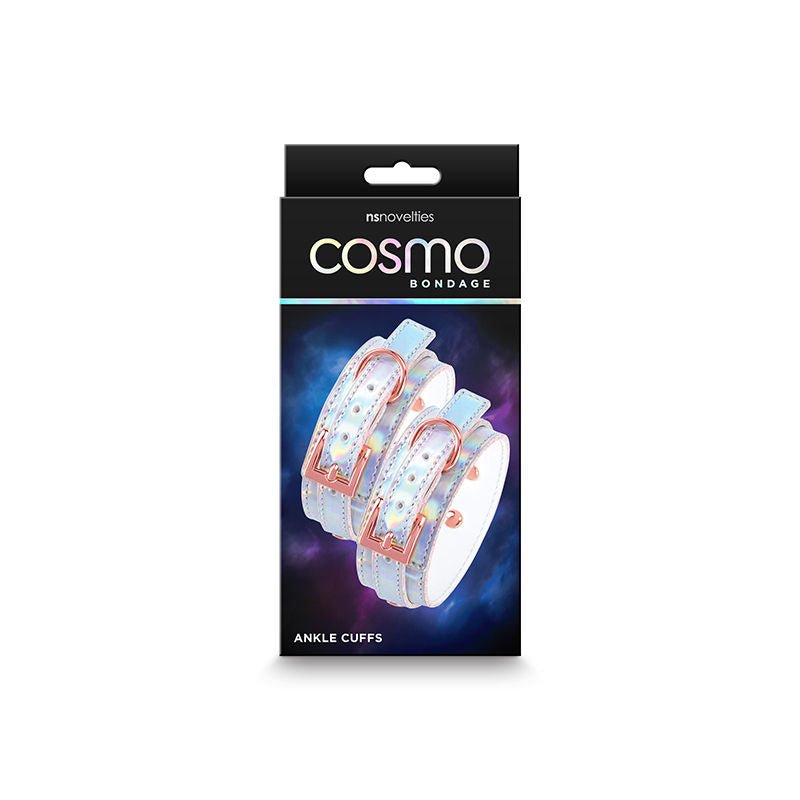 Cosmo bondage - ankle cuffs - rainbow -  box front view | Flirtybay.com.au